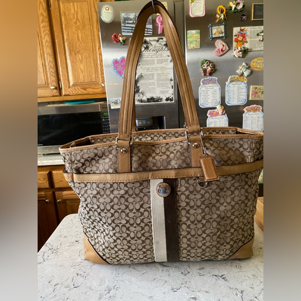 Coach Signature Jacquard Stripe Diaper Bag ,Tote,Travel Bag